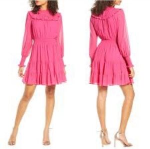 Harlyn x Anthro Smocked Waist Hot Pink Mini Dress Size Medium